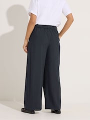 PixieGirl Petite Blue Wrap Pleated Wide Leg Trousers - Image 3 of 5