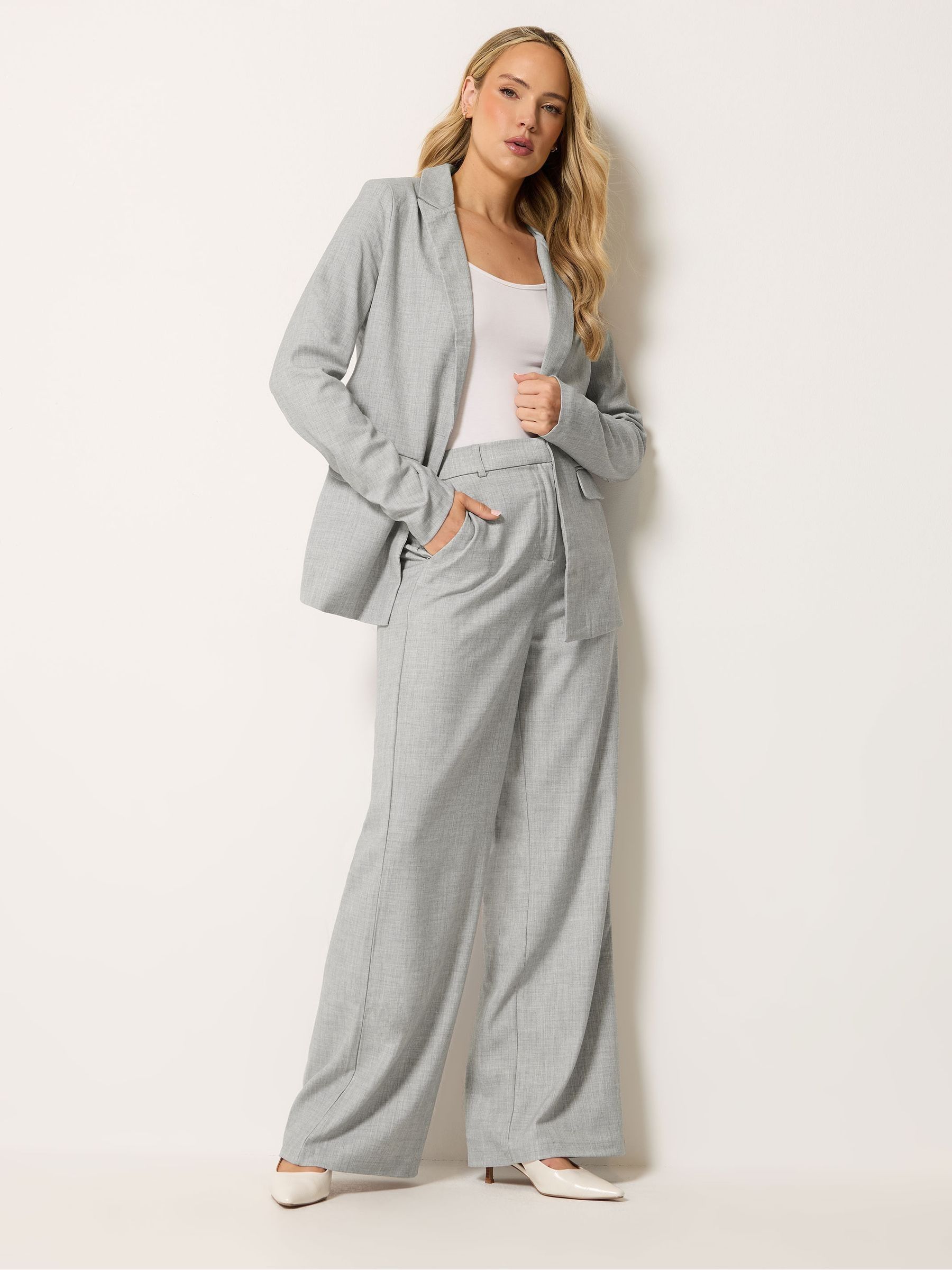 Lts Women's Grey Tall Light Tailored Wide Leg Trousers Size Long 8 - Image 2