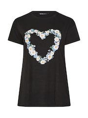 Yours Curve Black Placement Core T-Shirt - Image 4 of 5