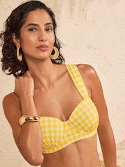 Amarillo de cuadros - Parte de arriba de bikini con copas moldeadas de Love & Roses - Imagen 2 de 4
