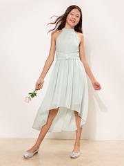 Lipsy Green Sleeveless Bow Waist Occsasion Dress (7-16yrs) - Image 1 of 4
