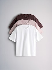 The Set 3 Pack Heavyweight Oversized T-Shirts Pink/Cream - Image 1 of 6