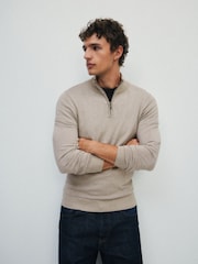 The Set 2 Pack Quarter Zip Knit Jumpers Brown/Cream - Image 1 of 10