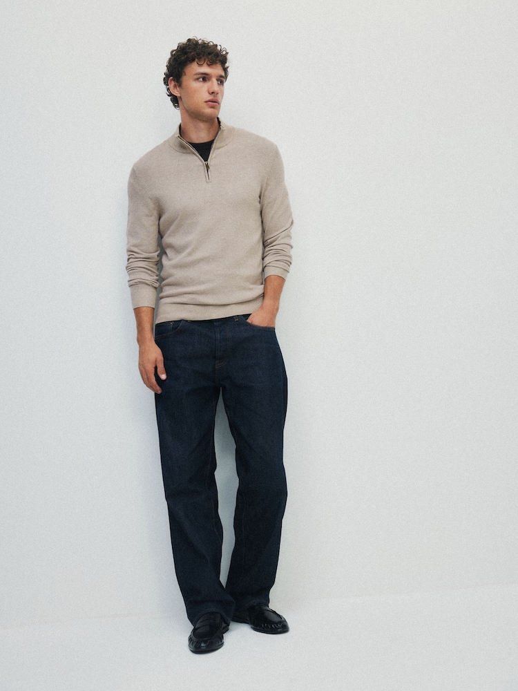 The Set 2 Pack Quarter Zip Knit Jumpers Brown/Cream - Image 1 of 10