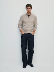 The Set 2 Pack Quarter Zip Knit Jumpers Brown/Cream - Image 5 of 10