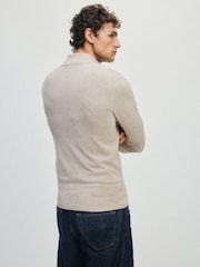 The Set 2 Pack Quarter Zip Knit Jumpers Brown/Cream - Image 6 of 10