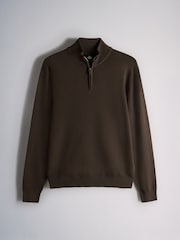 The Set 2 Pack Quarter Zip Knit Jumpers Brown/Cream - Image 7 of 10