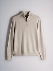 The Set 2 Pack Quarter Zip Knit Jumpers Brown/Cream - Image 8 of 10
