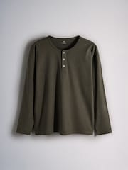 The Set 3 Pack Long Sleeve Henley Tops Green/Ecru - Image 11 of 13