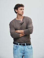 The Set 3 Pack Long Sleeve Henley Tops Green/Ecru - Image 3 of 13