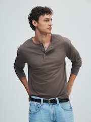 The Set 3 Pack Long Sleeve Henley Tops Green/Ecru - Image 4 of 13