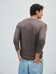The Set 3 Pack Long Sleeve Henley Tops Green/Ecru - Image 6 of 13