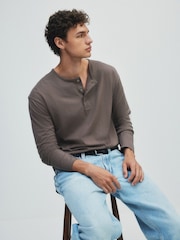 The Set 3 Pack Long Sleeve Henley Tops Green/Ecru - Image 7 of 13