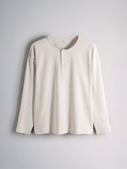 The Set 3 Pack Long Sleeve Henley Tops Green/Ecru - Image 9 of 13