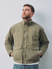 Sage Green Cotton Borg Lined Shacket - Image 1 of 7