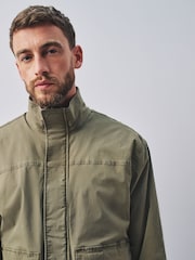 Sage Green Cotton Borg Lined Shacket - Image 4 of 7