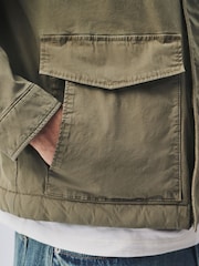 Sage Green Cotton Borg Lined Shacket - Image 5 of 7