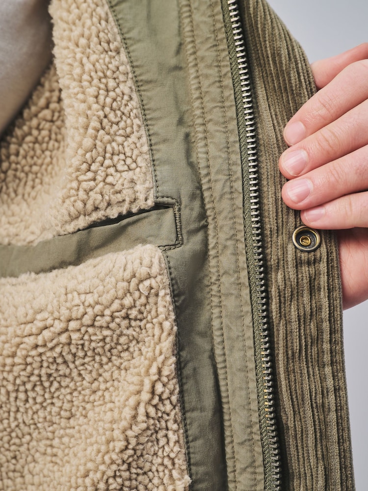 Sage Green Cotton Borg Lined Shacket - Image 7 of 7 Sage Green Cotton Borg Lined Shacket - Image 7 of 7
