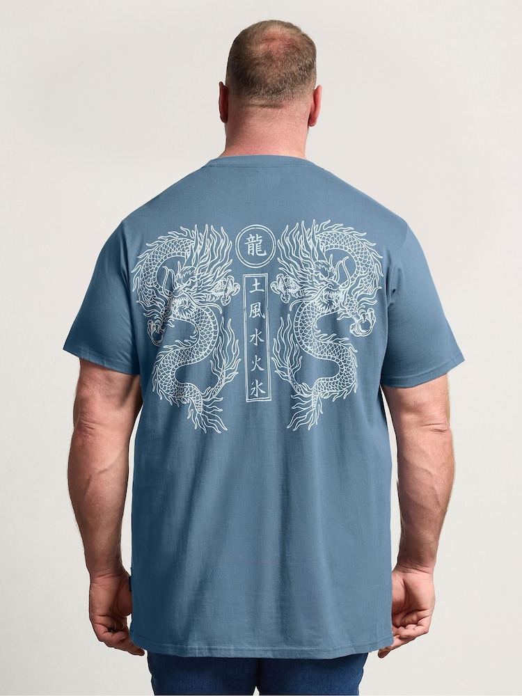 BadRhino Big & Tall Blue Full Length Double Dragon T-Shirt - Image 2 of 7