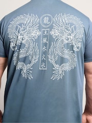 BadRhino Big & Tall Blue Full Length Double Dragon T-Shirt - Image 4 of 7