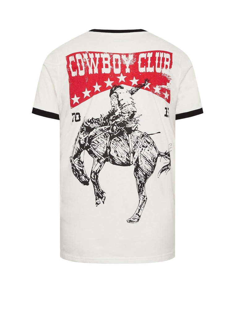BadRhino Big & Tall White Cowboy Club Ringer T-Shirt - Image 7 of 7