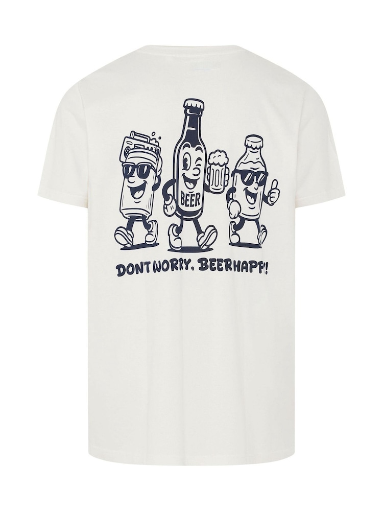 BadRhino Big & Tall White Don't Worry Beer Happy T-Shirt - Image 3 of 3 BadRhino Big & Tall White Don't Worry Beer Happy T-Shirt - Image 3 of 3