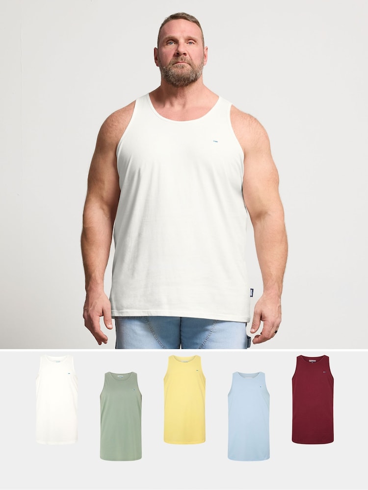BadRhino Big & Tall Yellow Summer Colour Vests 5 Pack - Image 1 of 6