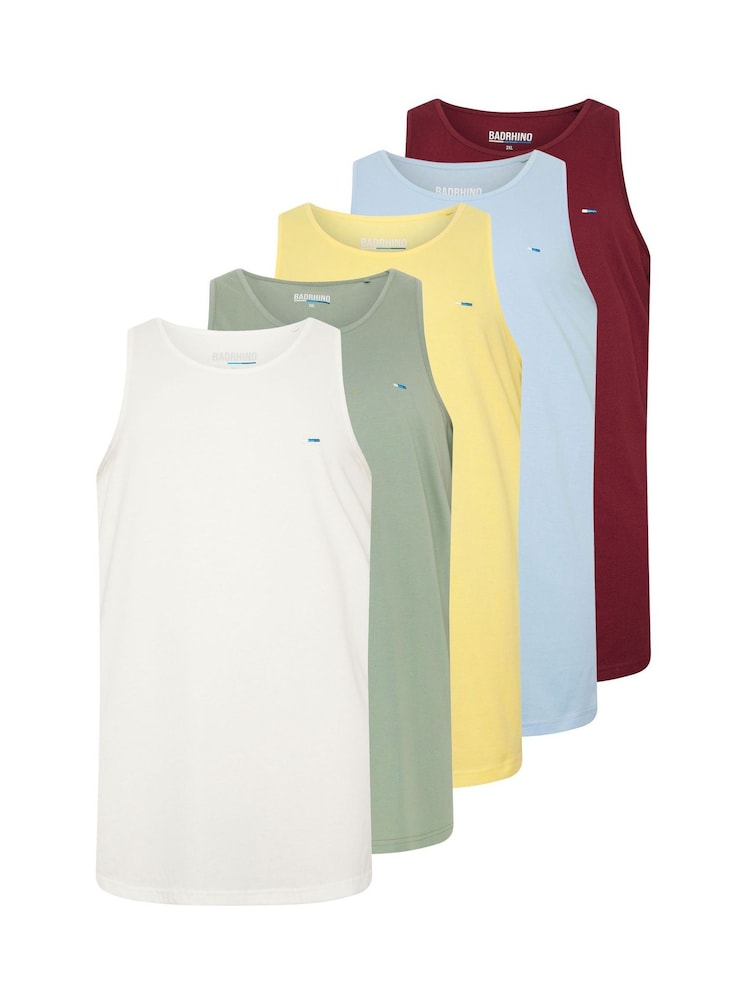 BadRhino Big & Tall Yellow Summer Colour Vests 5 Pack - Image 6 of 6