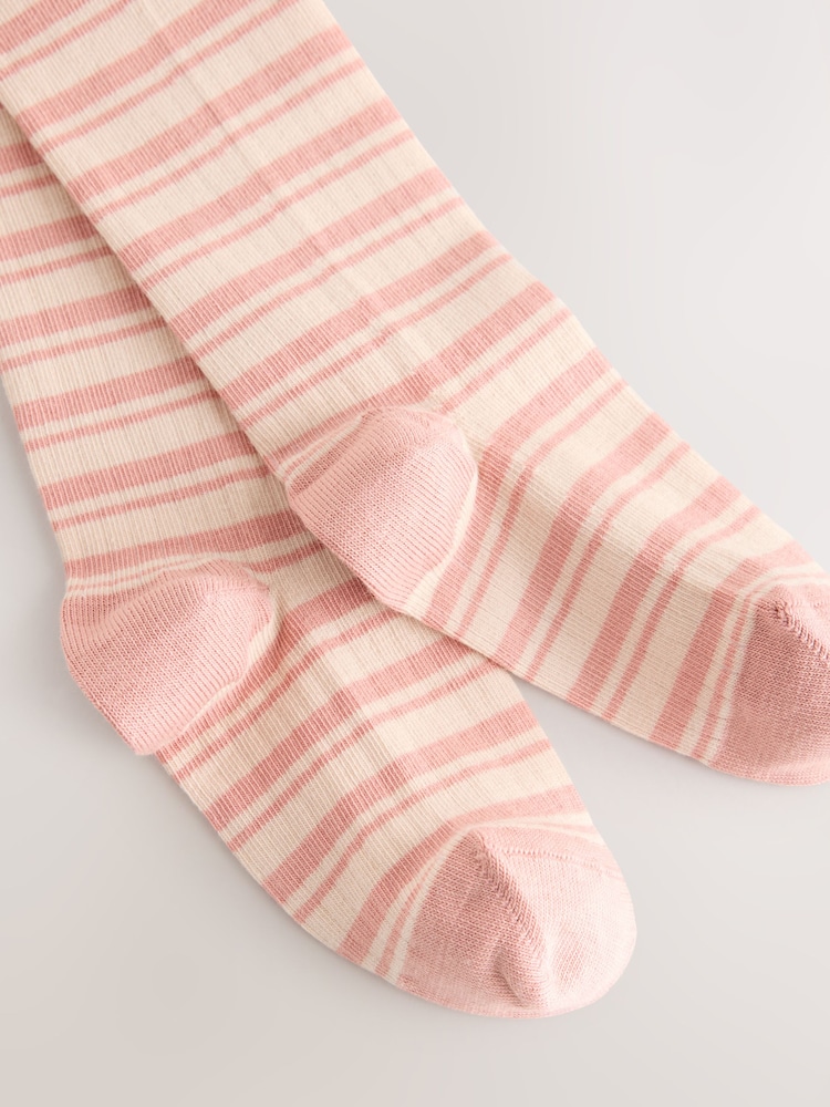 Cream and Pink Cotton Rich Bear Character Tights - Image 3 of 3