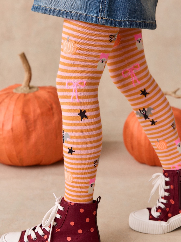 Pink Character Cotton Rich Halloween Tights - Image 2 of 6 Pink Character Cotton Rich Halloween Tights - Image 2 of 6
