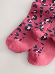 Berry Red Cotton Rich Leopard Tights - Image 2 of 3
