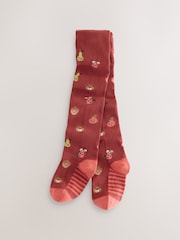 Burgundy Red Cotton Rich Autumn Character Tights 1 Pack - Image 1 of 3