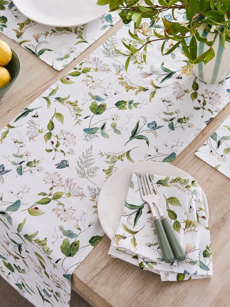Sophie Allport Off White Wild Floral Table Runner - Image 1 of 3