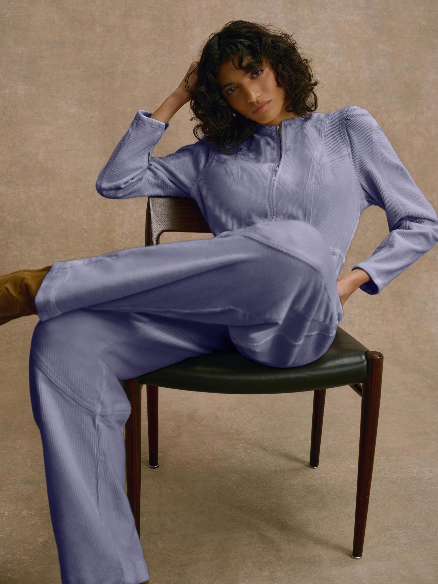 Buy Mint Velvet Blue Cotton Corduroy Jumpsuit from the Next UK