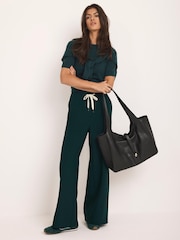 Mint Velvet Green Side Stripe Wide Trousers - Image 5 of 7