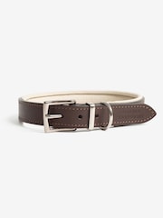 Lords and Labradors Brown Cream Italian Leather Collar Dog Collar - Image 4 of 5