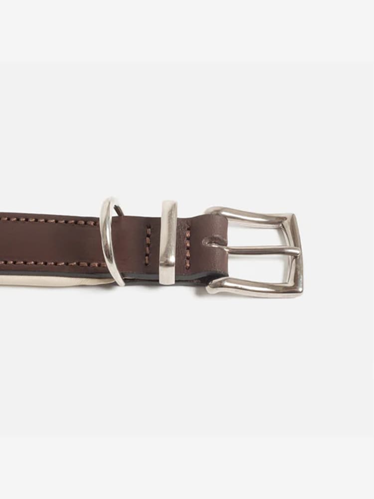 Lords and Labradors Brown Cream Italian Leather Collar Dog Collar - Image 5 of 5