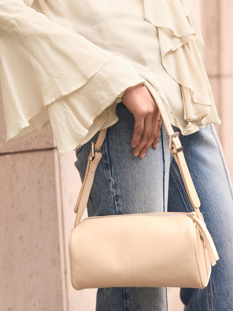 Mint Velvet Cream Matilda Suede Shoulder Bag - Image 1 of 5