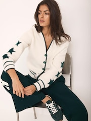 Mint Velvet White Ribbed Star Cardigan - Image 2 of 8