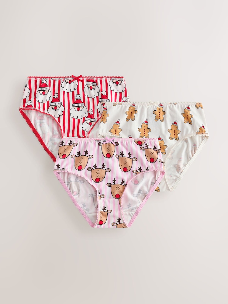 Red Bow Christmas Briefs 3 Pack (1.5-12yrs) - Image 1 of 7