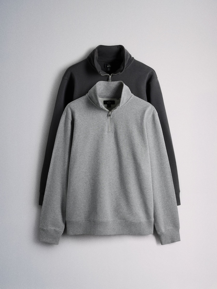 The Set 2 Pack Quarter Zip Sweaters Grey - Image 1 of 5