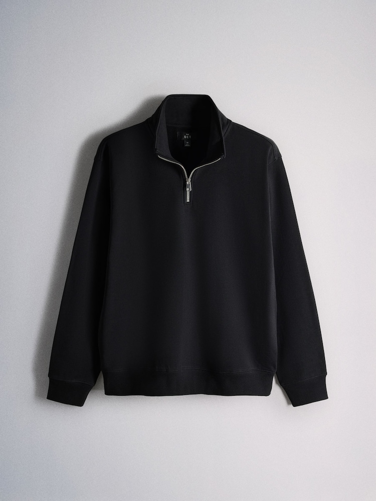 The Set 2 Pack Quater Zip Loopback Jumpers Black/Navy - Image 2 of 5