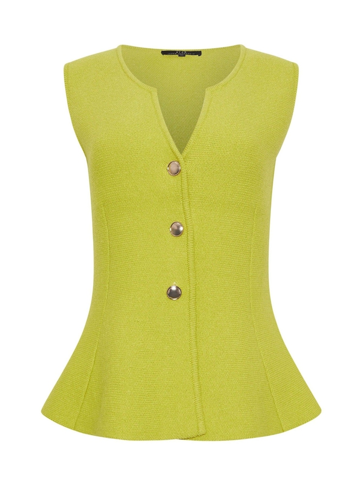 Star by Julien MacDonald Green Sleeveless Button Detail Knitted Vest - Image 6 of 6