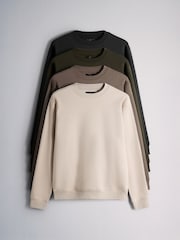 The Set 4PK Brushed Crew Sweatshirt Black - Image 1 of 7