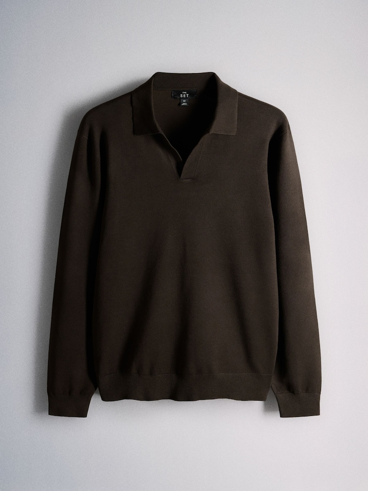 The Set 2 Pack Trophy Neck Knit Jumpers Brown/Cream - Image 2 of 5