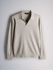 The Set 2 Pack Trophy Neck Knit Jumpers Brown/Cream - Image 3 of 5
