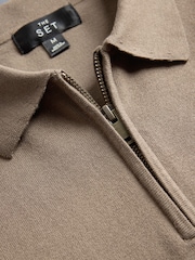 The Set 3 Pack Zip Neck Knit Jumpers Brown/Cream - Image 12 of 13