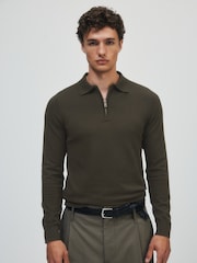 The Set 3 Pack Zip Neck Knit Jumpers Brown/Cream - Image 4 of 13