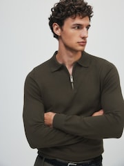 The Set 3 Pack Zip Neck Knit Jumpers Brown/Cream - Image 5 of 13
