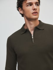 The Set 3 Pack Zip Neck Knit Jumpers Brown/Cream - Image 7 of 13